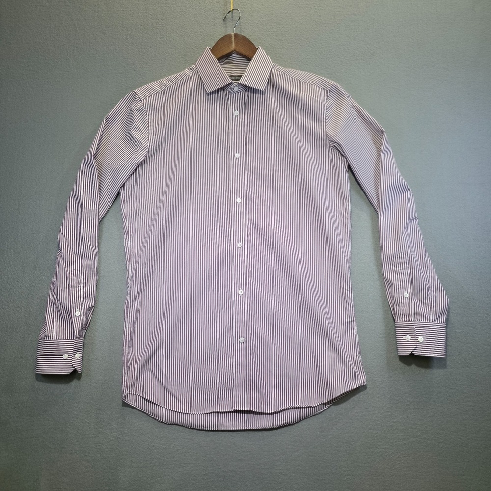 Indochino Men's Purple‎ Striped Long Sleeve Button Up Shirt Size Large